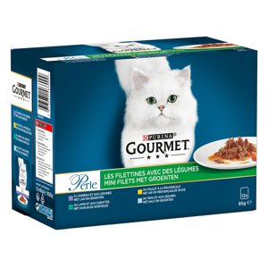 12x85g Gourmet Perle vegyes válogatás nedves macskatáp- Válogatott csíkok zöldséggel