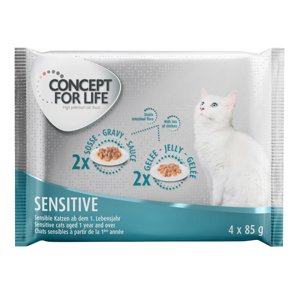 4x85g Concept for Life nedves macskatáp próbacsomagban-Sensitive rendkívüli  kedvezménnyel!