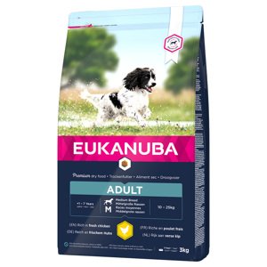 3kg Eukanuba Adult Medium Breed csirke száraz kutyatáp 10% árengedménnyel