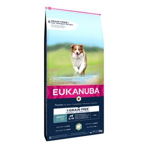 12kg Eukanuba Grain Free  Adult Small / Medium Breed bárány száraz kutyatáp óriási árengedménnyel