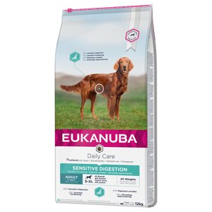 12kg Eukanuba Daily Care Adult Sensitive Digestion száraz kutyatáp 10% árengedménnyel