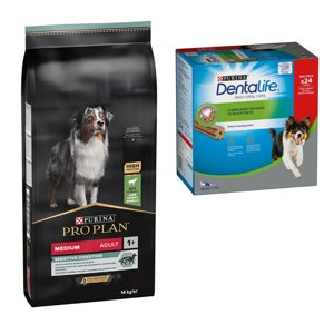 14kg Medium Adult Optidigest csirke & rizs + 24db Dentalife snack közepes testű kutyáknak ingyen