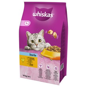 14kg Whiskas 1+ Sterile csirke száraz macskatáp 20% árengedménnyel