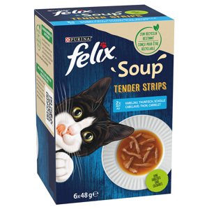 30x48g Felix Soup Filet Ocean Selection táplálékkiegészítő eledel macskáknak 24+6 ingyen