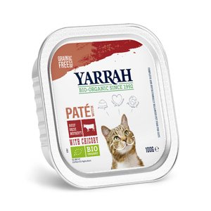 6x100g Yarrah Bio Paté bio marha & bio cikória nedves macskatáp 15% kedvezménnyel