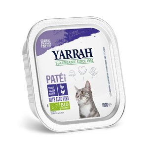 6x100g Yarrah Bio Paté bio csirke, bio pulyka & bio aloe vera nedves macskatáp 15% kedvezménnyel