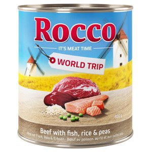 24x800g Rocco világkörüli út Spanyolország marha, hal, rizs & borsó nedves kutyatáp 20+4 ingyen akcióban