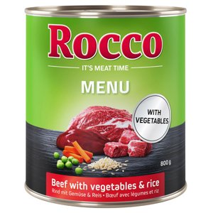 24x800g Rocco Menü marha + zöldség & rizs nedves kutyatáp 20+4 ingyen akcióban