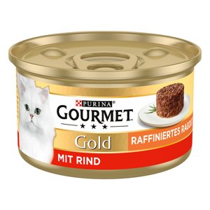 24x85g Gourmet Gold Rafinált ragu marha nedves macskatáp 20% kedvezménnyel