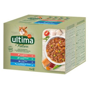 96x85g Ultima Cat Sterilized Nature halválaszték nedves macskatáp 86+10 ingyen