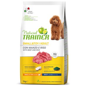 2x7kg Natural Trainer Small & Toy Adult marha & rizs száraz kutyatáp