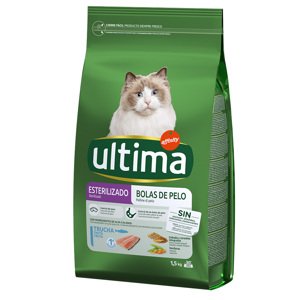 1,5kg Ultima Feline Sterilized Hairball pisztrán száraz macskatáp