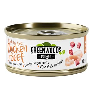 6x70g Greenwoods Delight csirkefilé & marha nedves macskaeledel