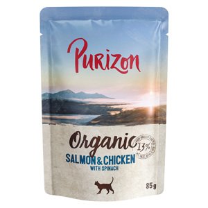 12x85g Purizon Organic Lazac, csirke & spenót nedves macskatáp