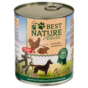 6x800g Best Nature Dog Adult Nyúl, csirke & tészta nedves kutyatáp