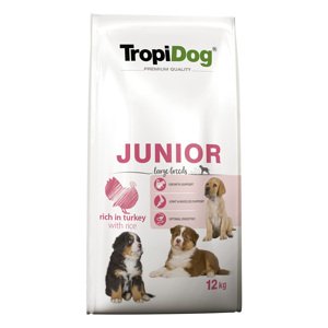 12kg Tropidog Premium Junior Large pulyka & rizs száraz kutyatáp