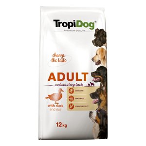 12kg Tropidog Premium Adult Medium & Large kacsa & rizs száraz kutyákatáp