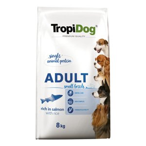 8kg Tropidog Premium Adult Small lazac száraz kutyatáp