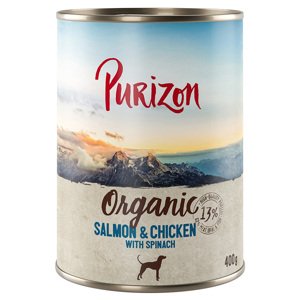 6x400g Purizon Organic Lazac, csirke & spenót nedves kutyatáp 5+1 ingyen akcióban