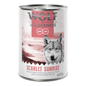6x400 g Wolf of Wilderness "RED Meat" nedves kutyatáp - Scarlet Sunrise
