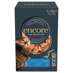 5x50g Encore Cat szószban tasakos nedvestáp mix: Hal-változatok (3 fajta)