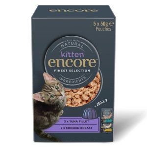 5x50g Encore Kitten aszpikban tasakos nedves macskatáp Finom változatok (2 fajtával)