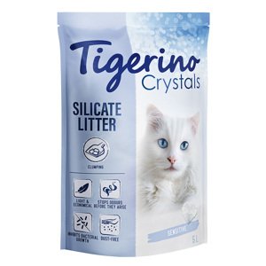 5 l Tigerino Crystals Sensitive csomósodó, parfümmentes macskaalom