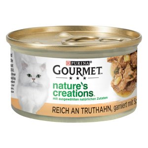 48x85g Gourmet Nature's Creations Grilled  pulyka, spenót & pasztinák nedves macskatáp 20% kedvezménnyel