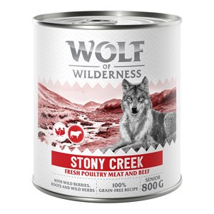 6x800g Wolf of Wilderness Senior nedves kutyatáp - Stony Creek - Szárnyas marhával
