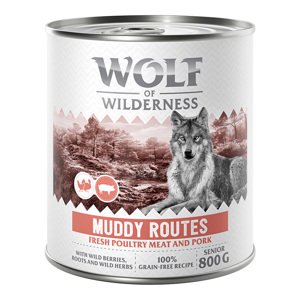 6x800g Wolf of Wilderness Senior nedves kutyatáp - Vegyes csomag