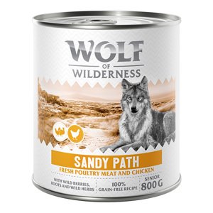 6x800g Wolf of Wilderness Senior nedves kutyatáp - Sandy Path - Szárnyas csirkével
