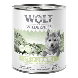 6x800g Wolf of Wilderness Junior “Expedition” nedves kutyatáp - Steep Journey - Szárnyas báránnyal