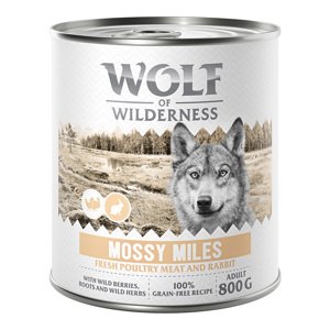 6x800g Wolf of Wilderness nedves kutyatáp - Mossy Miles - Szárnyas nyúllal