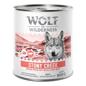 6x800g Wolf of Wilderness nedves kutyatáp - Stony Creek - Szárnyas marhával