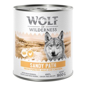 6x800g Wolf of Wilderness nedves kutyatáp - Sandy Path - Szárnyas csirkével