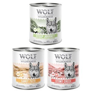 6x800g Wolf of Wilderness nedves kutyatáp - Vegyes csomag