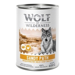 6x400g Wolf of Wilderness Senior "Expedition" - Sok szárnyassal nedves kutyatáp - Sandy Path - Szárnyas csirkével