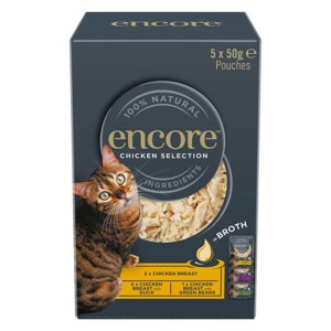 5x50g Encore Cat hús-/hallében tasakos nedves macskatáp Csirke-válogatás (3 fajta)