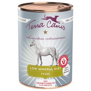 12x 400g Terra Canis Alimentum Veterinarium Veterinarium Low Mineral Diet Horse nedves kutyatáp