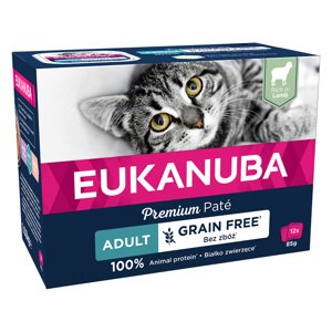 Economy csomag: 48x85g Eukanuba Grain Free Adult Lamb nedves macskaeledel, gabonamentes felnőtteknek
