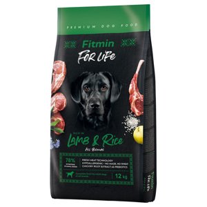 12kg Fitmin Dog For Life, bárány és rizs száraz kutyatáp