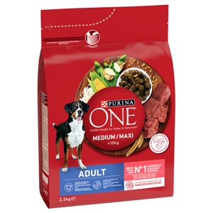 2,5 kg Medium/Maxi Adult Beef & Rice Purina ONE szárazeledel kutyák számára