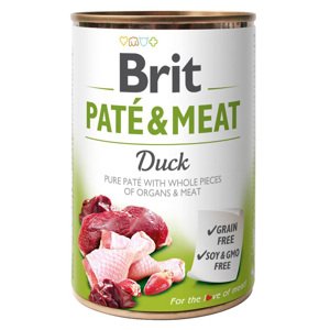 6x400g Brit Paté & Meat, nedves kutyaeledel, kacsa, kacsával