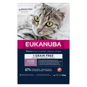 2x10kg 4 kg ingyen! Eukanuba Grain Free lazac száraz macskatáp - Kitten
