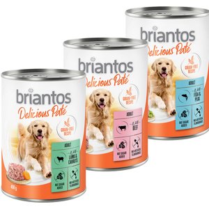 6x400g Briantos Delicious Paté nedves kutyatáp mix rendkívüli árengedménnyel