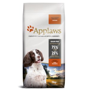 15kg Applaws Adult Small & Medium Breed csirke száraz kutyatáp 12+3 ingyen akcióban