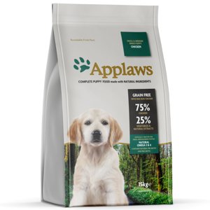 15kg Applaws Puppy Small & Medium Breed csirke száraz kutyatáp 12+3 ingyen akcióban
