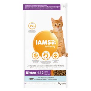3kg IAMS Vitality Kitten tengeri hal száraz macskatáp 15% kedvezménnyel