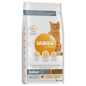 3kg IAMS Vitality Adult Indoor csirke száraz macskatáp 10% kedvezménnyel