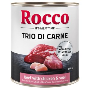 24x800g Rocco Classic Trio di Carne Marha, csirke & borjú nedves kutyatáp 20% árengedménnyel